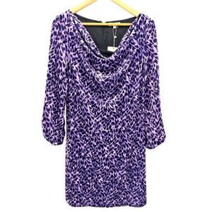 Tyler Boe Hailey Velvet Dress Animal Purple Cowl Neck Mini S NEW Mob Wife